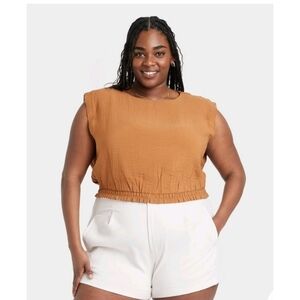 A New Day Slim Fit Extended Shoulder Gauze Tank Top